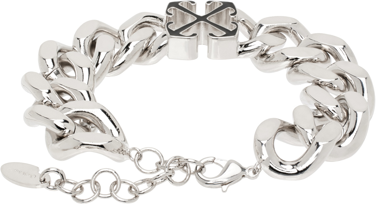 Off-White Silver & Black Arrow Chain Bracelet