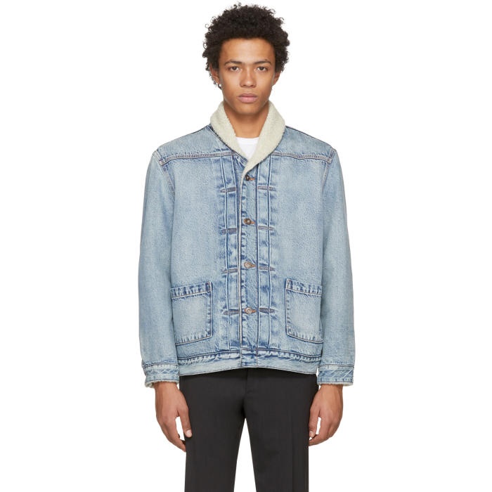 Photo: Levis Made and Crafted Blue Denim Shawl Collar Trucker Jacket