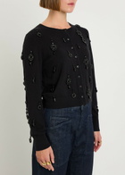 Tory Burch Embellished Wool and Cashmere-blend Cardigan Black