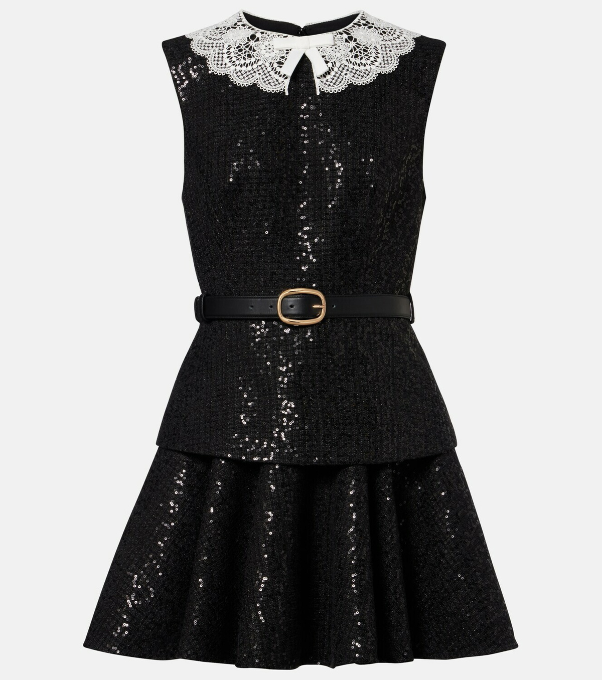 Self-Portrait Belted sequined bouclé minidress