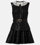 Self-Portrait Belted sequined bouclé minidress