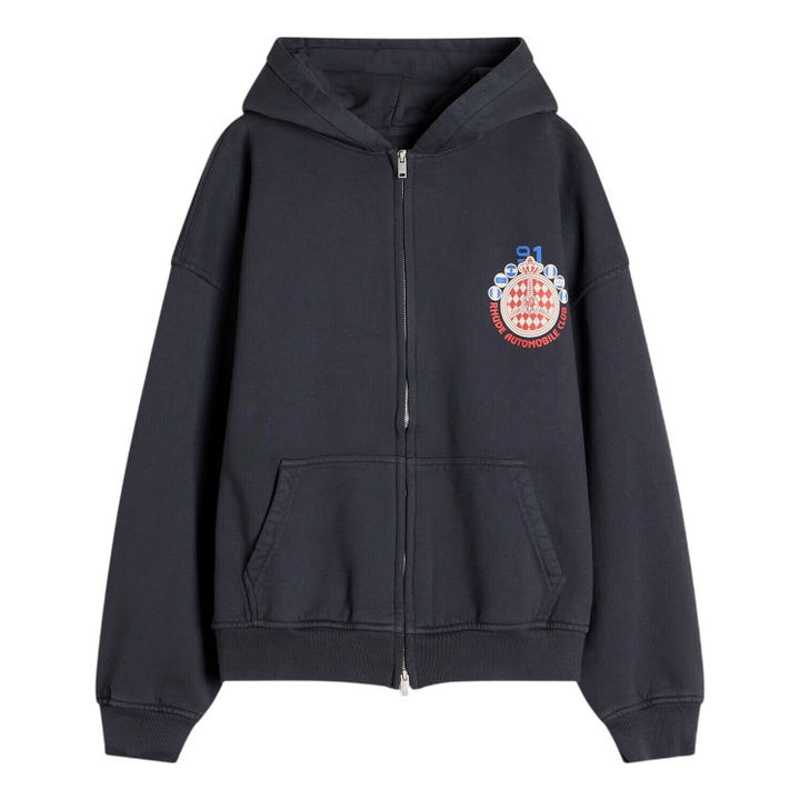 Photo: Rhude Men's Automobile Club Zip-Up Hoodie in Vintage Black/Red/White/Blue