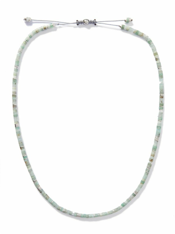 Photo: M. Cohen - Tucson Sterling Silver, Chrysoprase and Cord Necklace