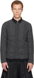 Comme des Garçons Homme Deux Gray Wool Stripe Crewneck Sweater