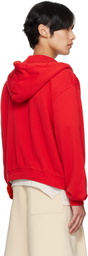 The Elder Statesman Red Daily Zip Hoodie
