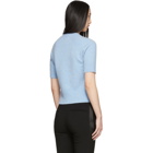 Victoria Beckham Blue Raglan Short Sleeve Sweater