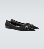 Gucci Horsebit GG Canvas studded flats