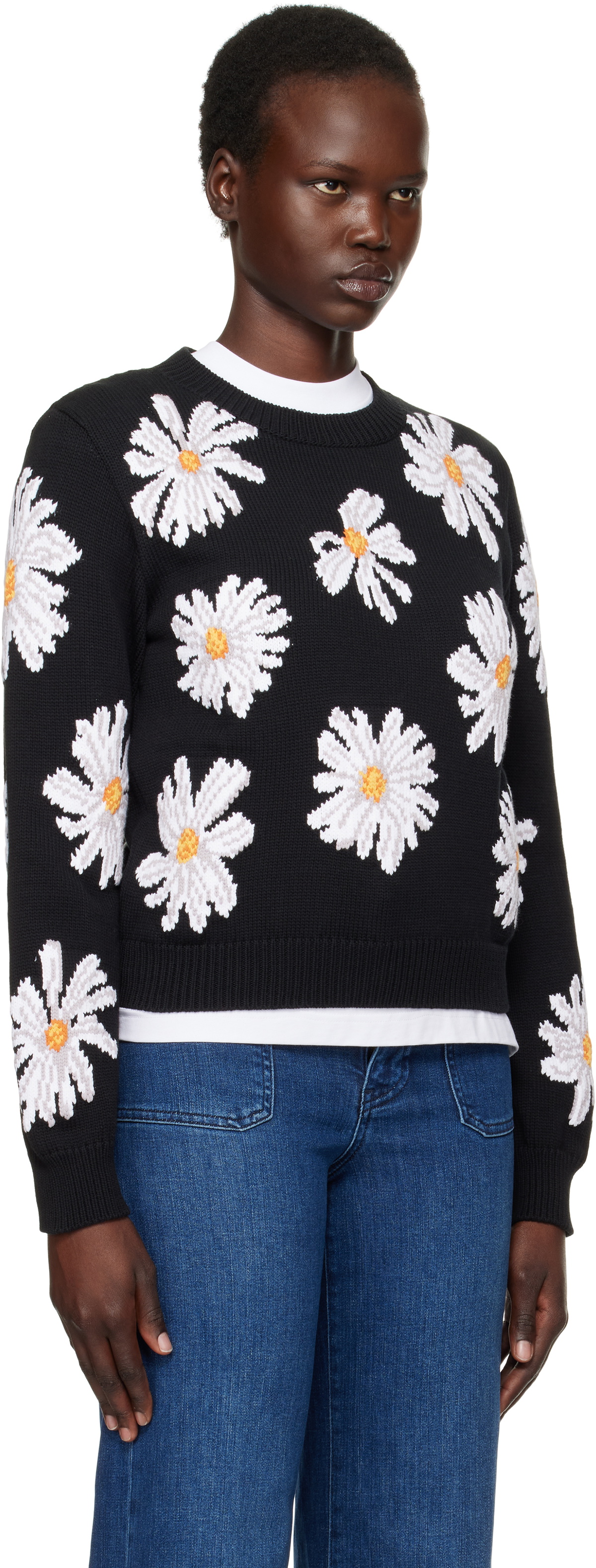 Moschino Black All Over Daisy Print Sweater