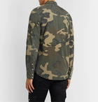 Balmain - Slim-Fit Grandad-Collar Distressed Camouflage Cotton Shirt - Green