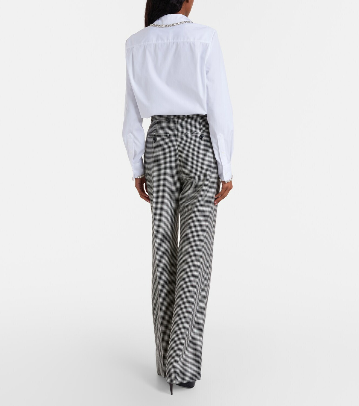 McQueen Gingham wool wide-leg pants