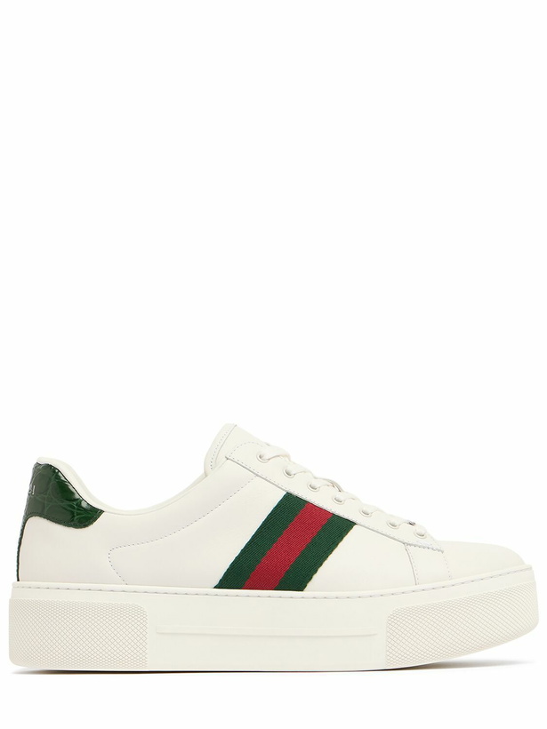 Photo: GUCCI 30mm Gucci Ace Leather Sneakers