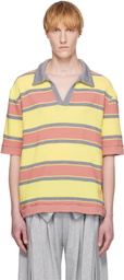 ANDREJ GRONAU Pink & Yellow Striped Polo