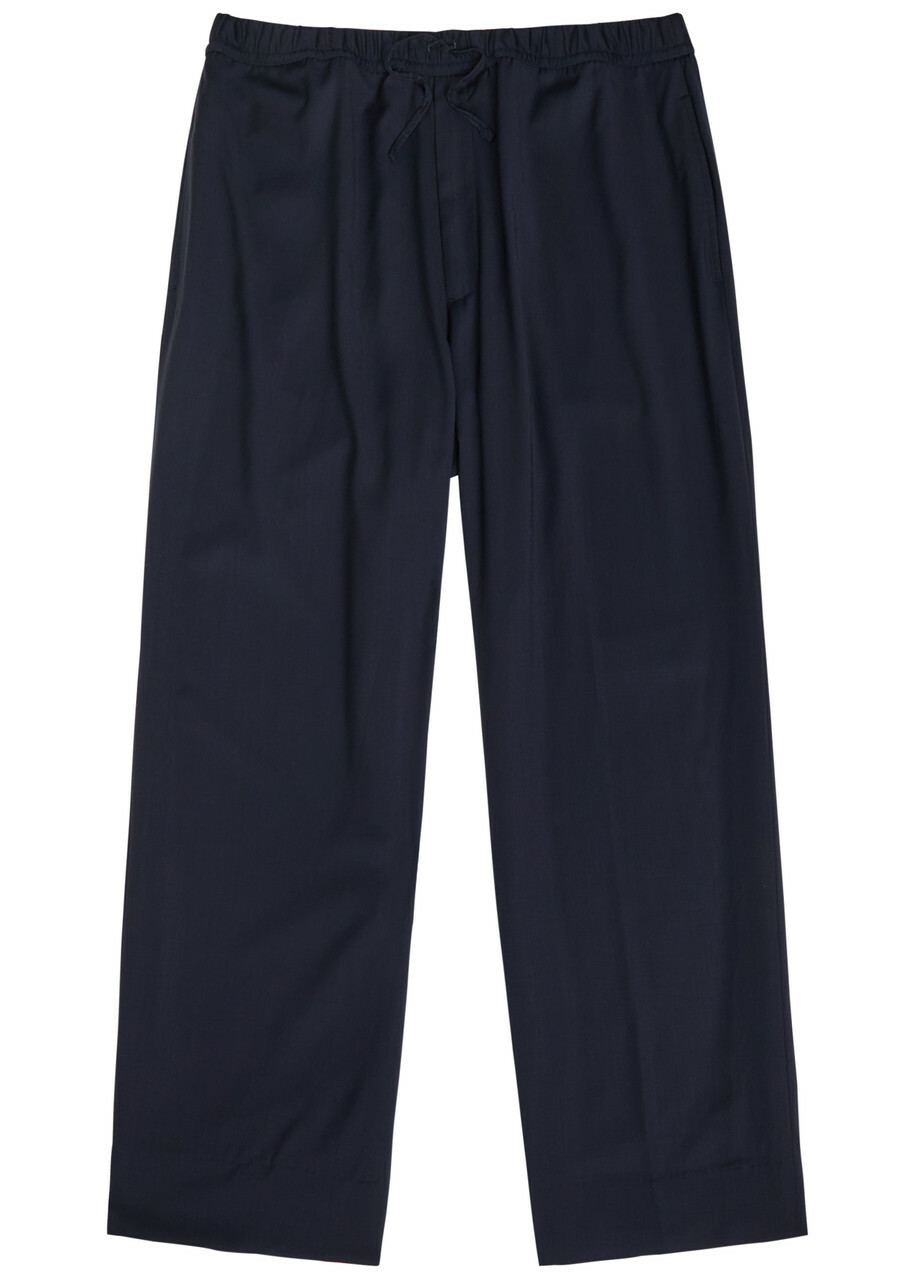 Officine Générale Nilson Wide-leg Wool Trousers Navy