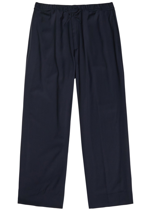 Photo: Officine Générale Nilson Wide-leg Wool Trousers Navy