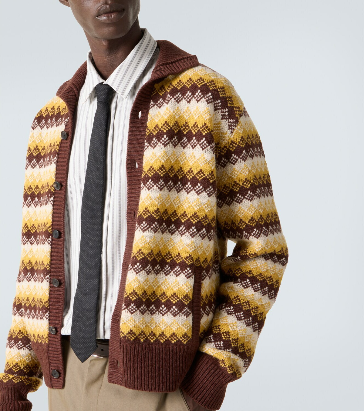 Auralee Jacquard cashmere and wool cardigan Auralee