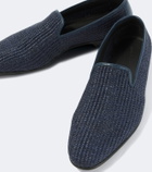 Manolo Blahnik Mario leather-trimmed raffia loafers