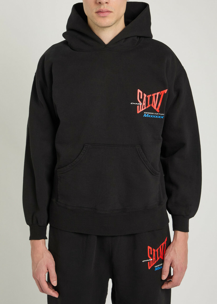 Saint Mxxxxxx Logo-print Hooded Cotton Sweatshirt Black