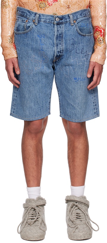 Photo: Bless Blue Embroidered Denim Shorts
