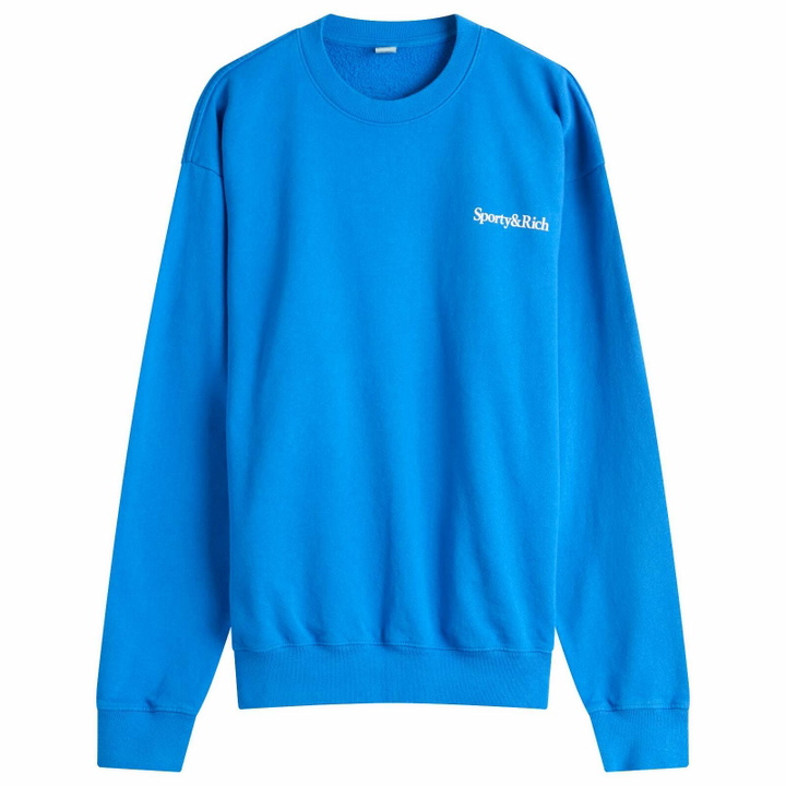 Photo: Sporty & Rich Women's Health is Wealth Crew Sweatshirt in Paris Blue