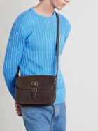 Valentino Garavani - Antibes Full-Grain Leather-Trimmed Suede Messenger Bag