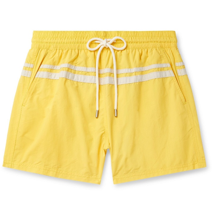 Photo: Atalaye - Roya Short-Length Striped Swim Shorts - Yellow