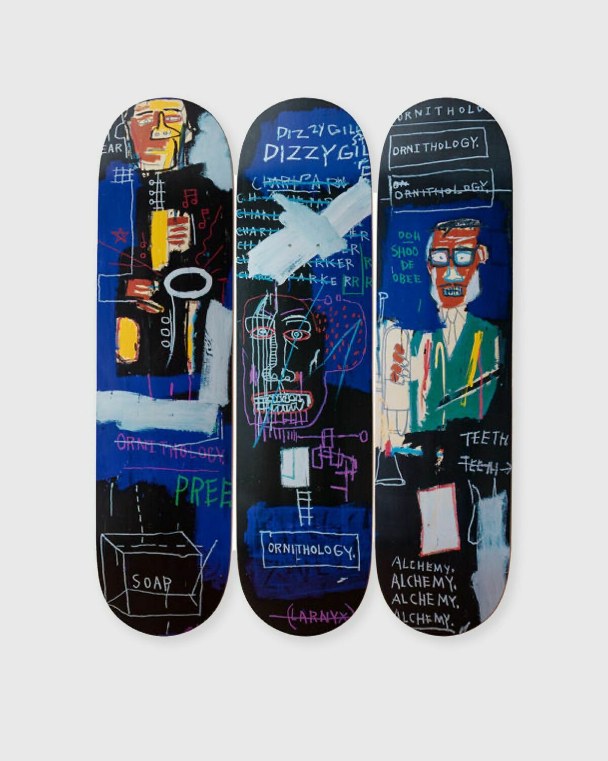 The Skateroom Jean Michel Basquiat Horn Players Deck 3 Pack Multi Home Deco
