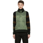 Craig Green Black and Green Ridge Knit Zip-Up Sweater
