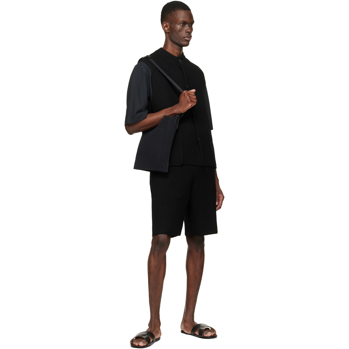 HOMME PLISSÉ ISSEY MIYAKE Black Drawstring Pleats Bag