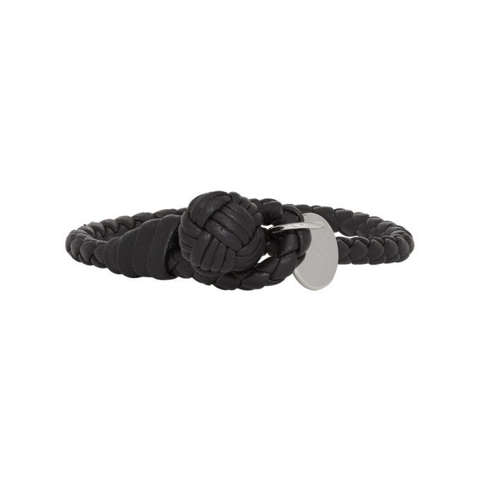 Photo: Bottega Veneta Black Intrecciato Knot Bracelet