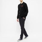 Comme des Garçons Play Men's Red Heart Cardigan in Black