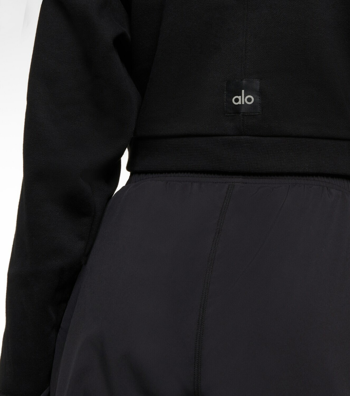 Cropped Fresh Coverup Sweatshirt in Black by Alo Yoga
