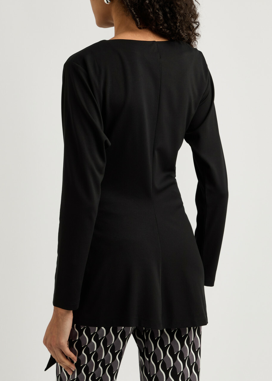 Diane Von Furstenberg Rosalind Wrap-effect Jersey top Black