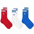 Adidas Men's Solid Crew Sock in White/Red/Blue