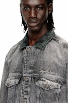 Diesel Denim trucker jacket with tonal leather trims - Denim Jackets - Unisex - Grey