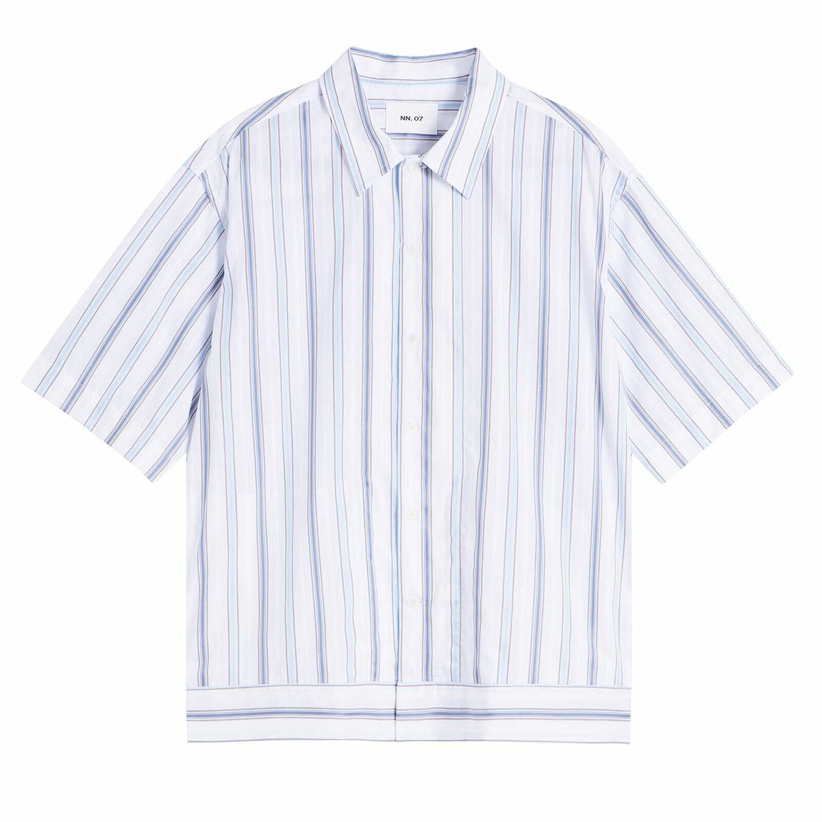 NN07 Men's Reed Boxy Short Sleeve Shirt in Blue Stripe
