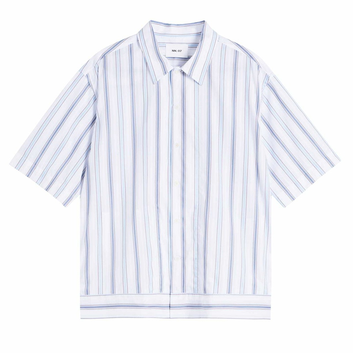 Photo: NN07 Men's Reed Boxy Short Sleeve Shirt in Blue Stripe