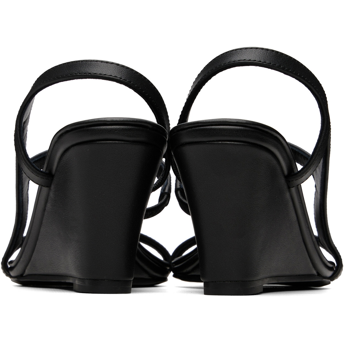 St. Agni Black High Wedge Heeled Sandals