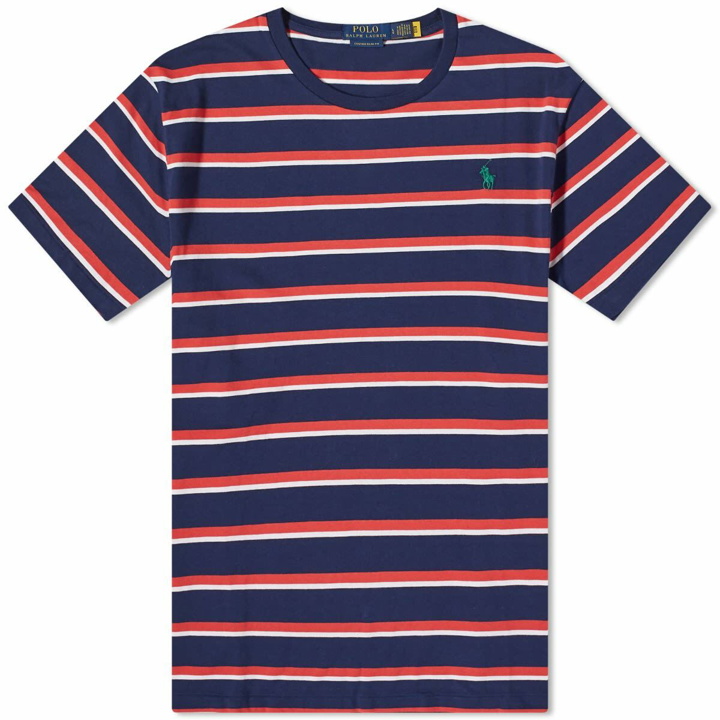 Photo: Polo Ralph Lauren Men's Multi Stripe T-Shirt in Newport Navy Multi