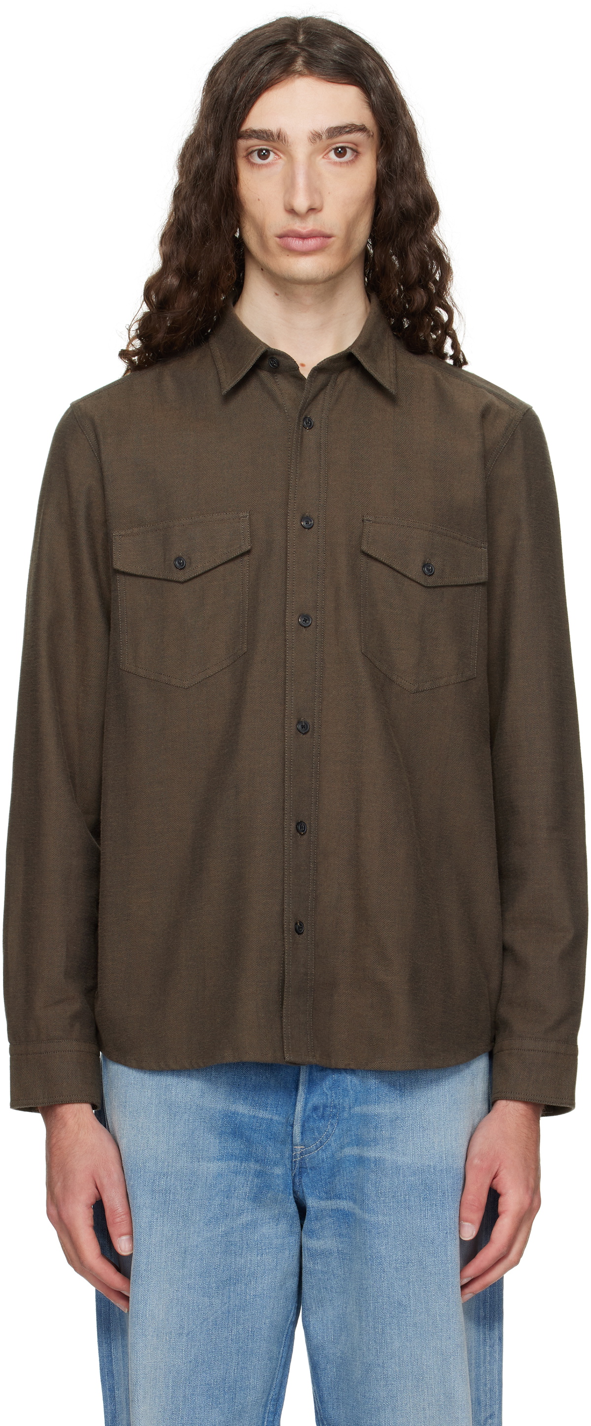 Hugo Brown Flap Pocket Shirt Hugo Boss