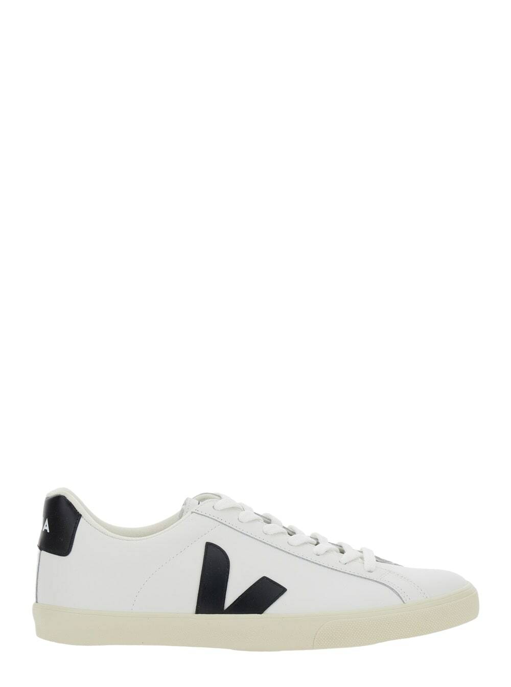 Veja esplar White Low Top Sneakers With Contrasting Heel With Logo Lettering And Logo Patch On The Side In Leather Unisex