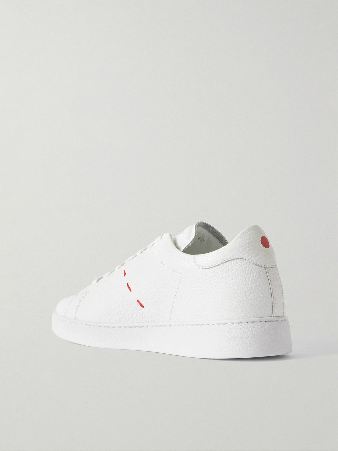 Kiton - Embroidered Full-Grain Leather Sneakers - White