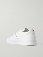 Kiton - Embroidered Full-Grain Leather Sneakers - White