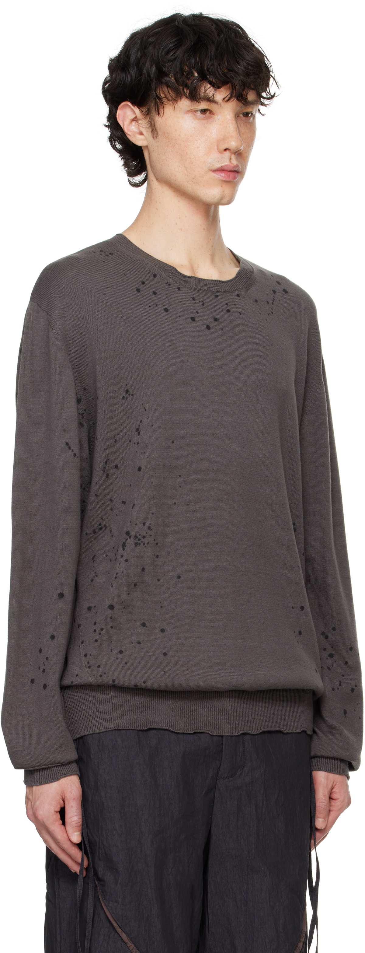 Professor.E Gray Tainted Knit Sweater