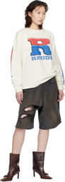 Rhude Off-White Split Petrol Logo LS T-shirt
