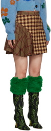 SHUTING QIU Brown Patchwork Miniskirt