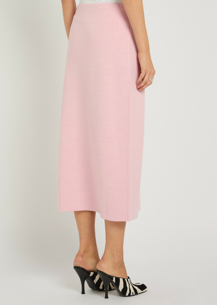 Khaite Patri Wool-blend Midi Skirt Light Pink