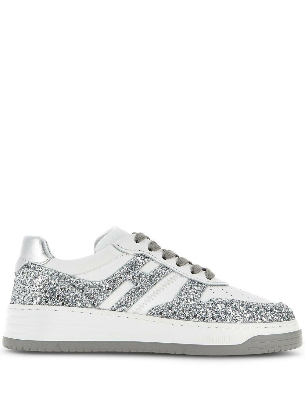 HOGAN - H630 Leather And Glitter Sneakers Hogan