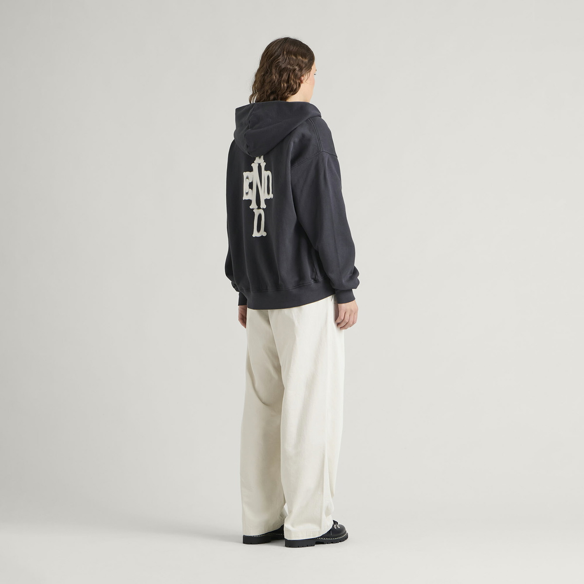 END. Cross Zip Hoodie in Cinder Black