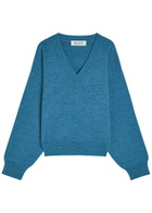 Rohe V-neck Wool Jumper Blue