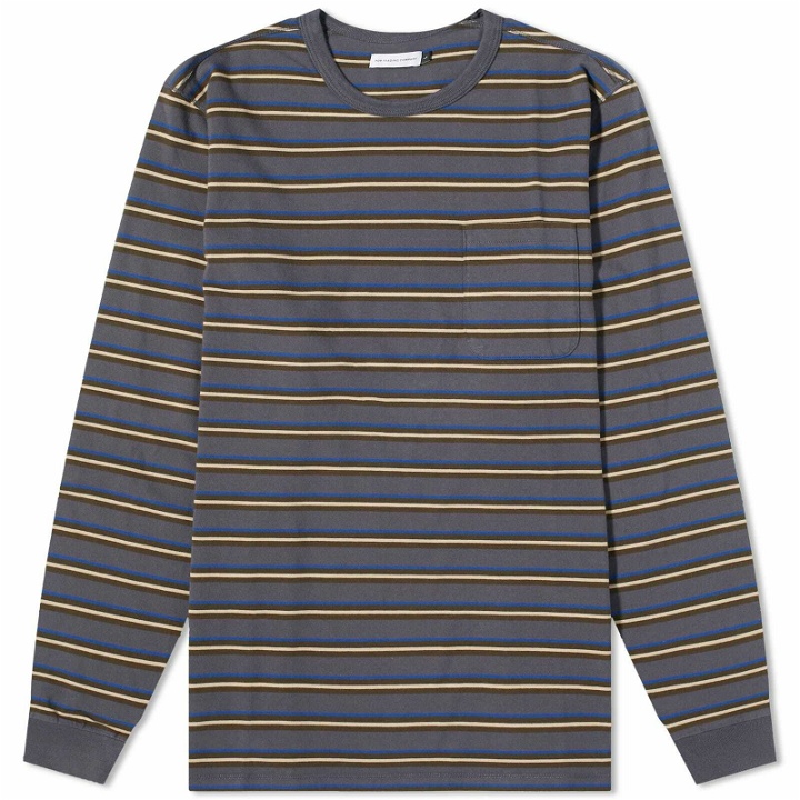 Photo: Pop Trading Company Men's Long Sleeve Stripe T-Shirt in Charcoal